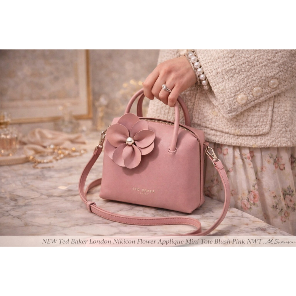 NEW Ted Baker London Nikicon Flower Applique Mini Tote Blush Pink NWT - Picture 2 of 16